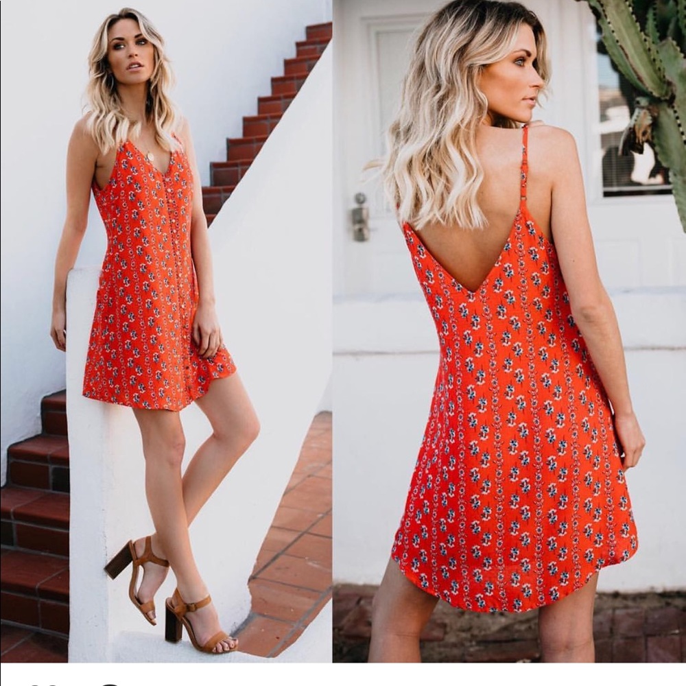 Vici Orange Floral Sundress